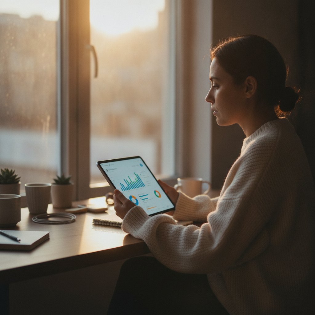 Instagram Insights raporu tablet üzerinde inceleniyor